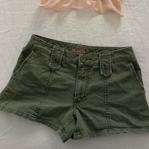 Vintage American Eagle Outfitters Army Green Women's Cargo Shorts Low Rise